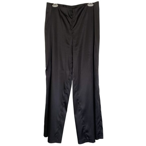L. Ritchie Black Silk Like Zippered Wide Leg Suit Pants Size 10 - Picture 1 of 3